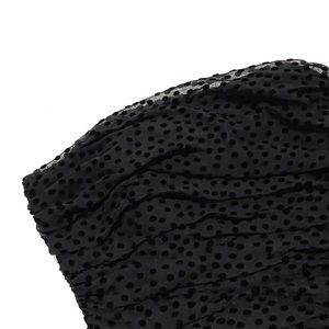 💖 SOLD 💖 Vintage 80s Jeffrey & Dara Ruched Velour Polka Dots Black Corset Top